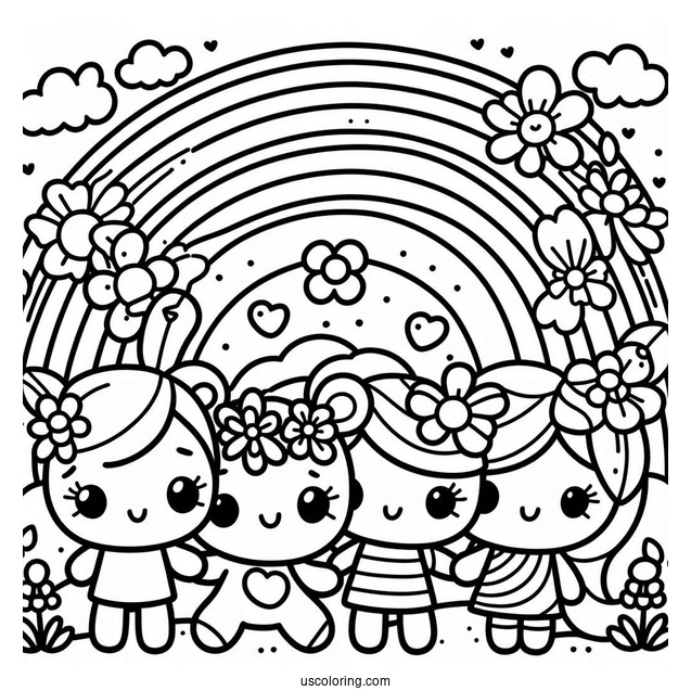 Easy Full Page Rainbow Friends Coloring Page Poster For Kids