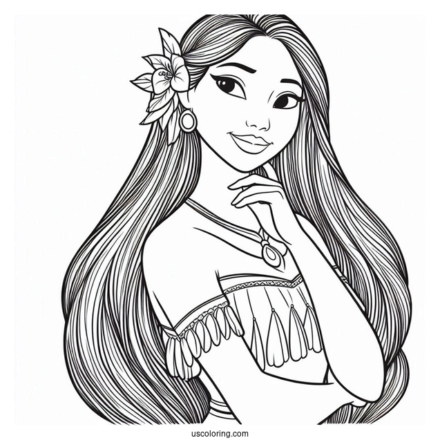 Muland And Pocahontas Coloring Sheet For Kids