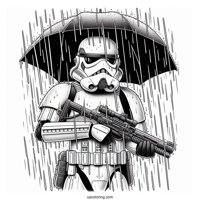 Snowtrooper Coloring Page Holding Blaster In The Rain