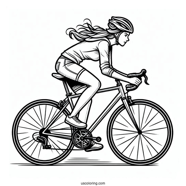 Cyclist Racing With Bicycle Coloring Page