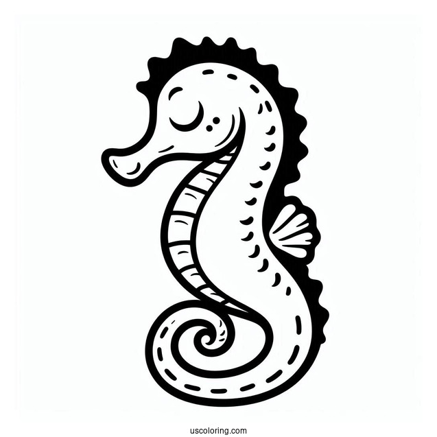 Simple Outline Of a Seahorse For Preschoolers