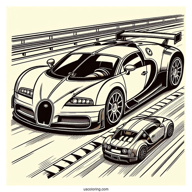 Bugatti Coloring Page Bolide On Race Track