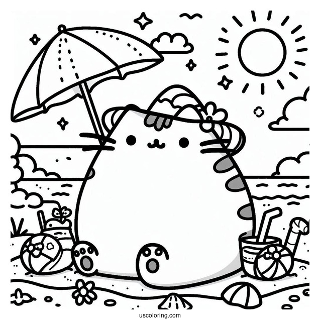 Pusheen At The Beach During Summer