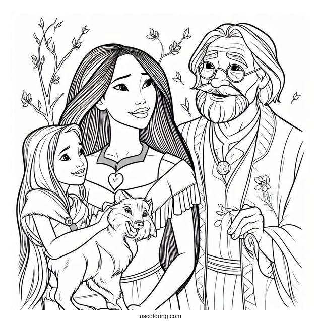 Pocahontas With Grandmother Willow, John Smith, And Meeko