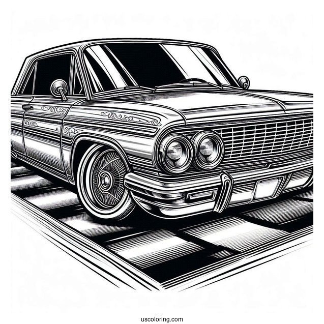 Detailed Lowrider Coloring Page Vintage Car