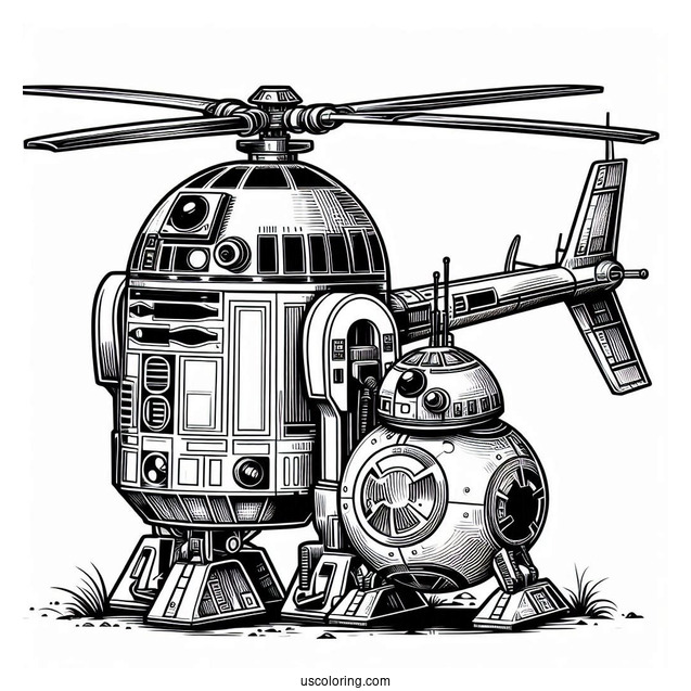 Chopper, BB8, And R2-D2 Coloring Page
