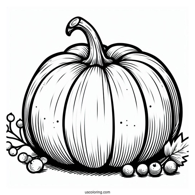 Small Simple Pumpkin Coloring Page Template
