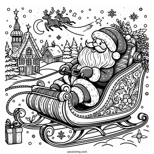 Santa_s Sleigh To Color