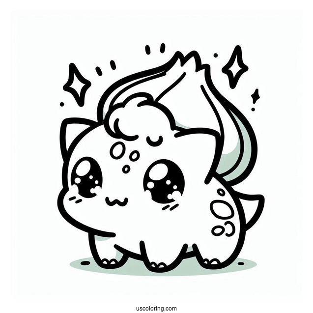 Kawaii Bulbasaur Coloring Page For Preschoolers