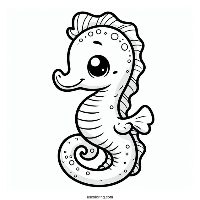 Easy Outline Of a Baby Seahorse To Color