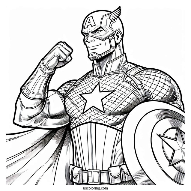 Captain America Superhero Coloring Sheet For Kids