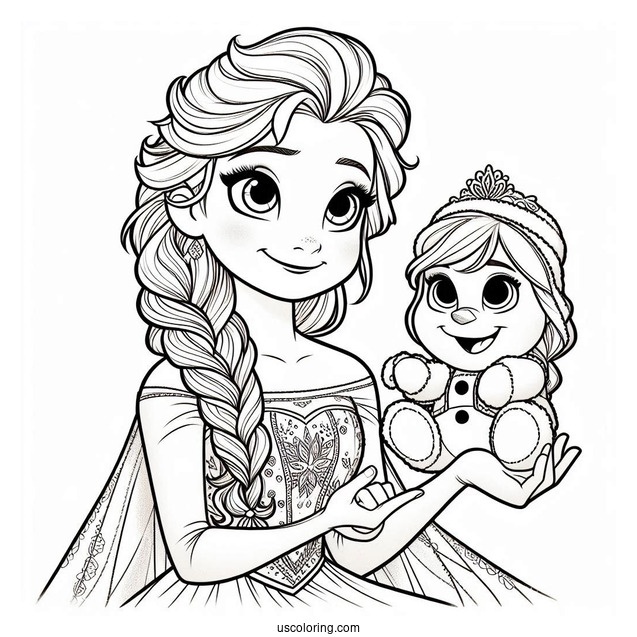 Frozen Elsa And Anne To Color In For Kids