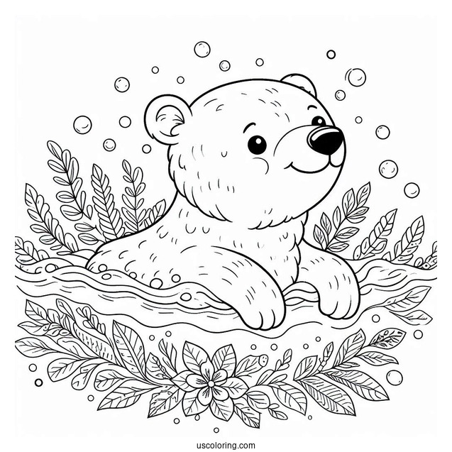 Polar Bear Swimming Coloring Sheet