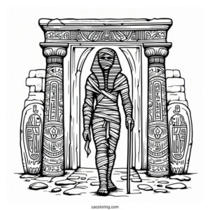 Egyptian Mummy Coloring Page Walking Out Of Tomb