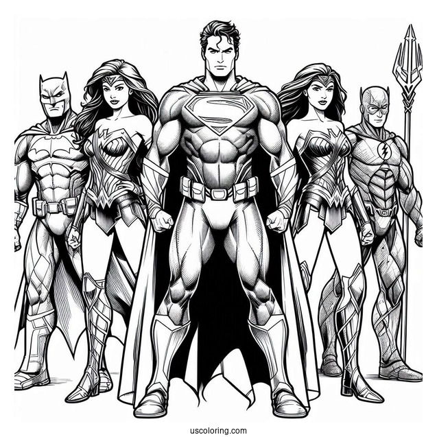 Justice League Coloring Page In Formation