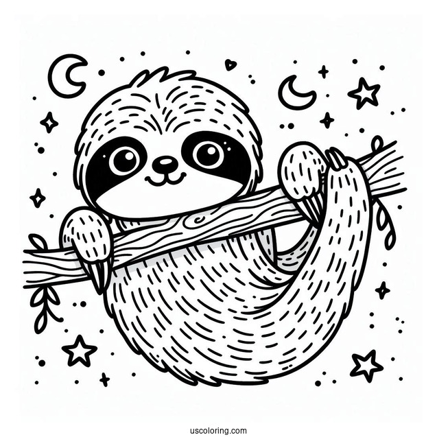Smiling Sloth Coloring Sheet