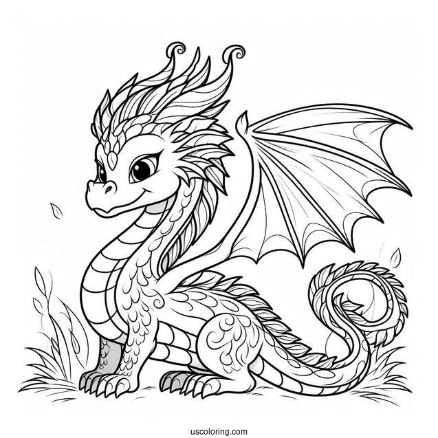 Coloring Page Of a Dragon For Toddlers