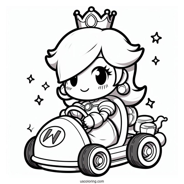Baby Princess Rosalina In Mario Kart Coloring Sheet
