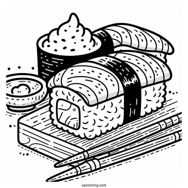 Easy Nigiri Sushi Coloring Pages For Preschoolers