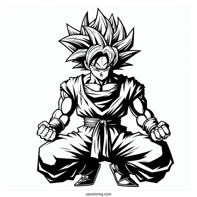 Super Saiyan Goku Coloring Page For Kids