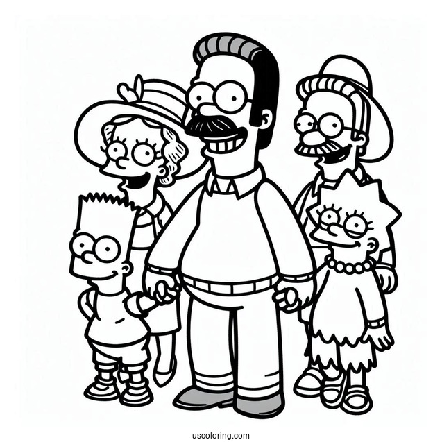 Simpsons Coloring Pages Of Happy Ned Flanders