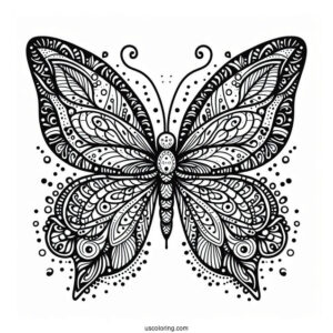 Intricate Butterfly Coloring Page Mandala