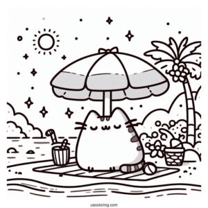 Pusheen At The Beach During Summer