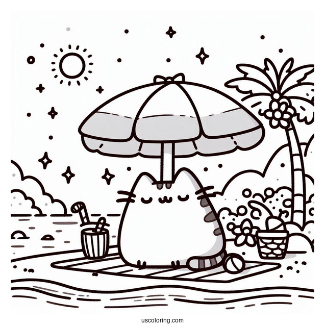 Pusheen At The Beach During Summer