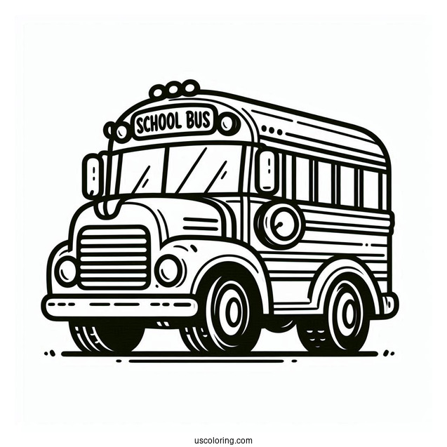 Small School Bus Coloring Page Outline For Preschoolers