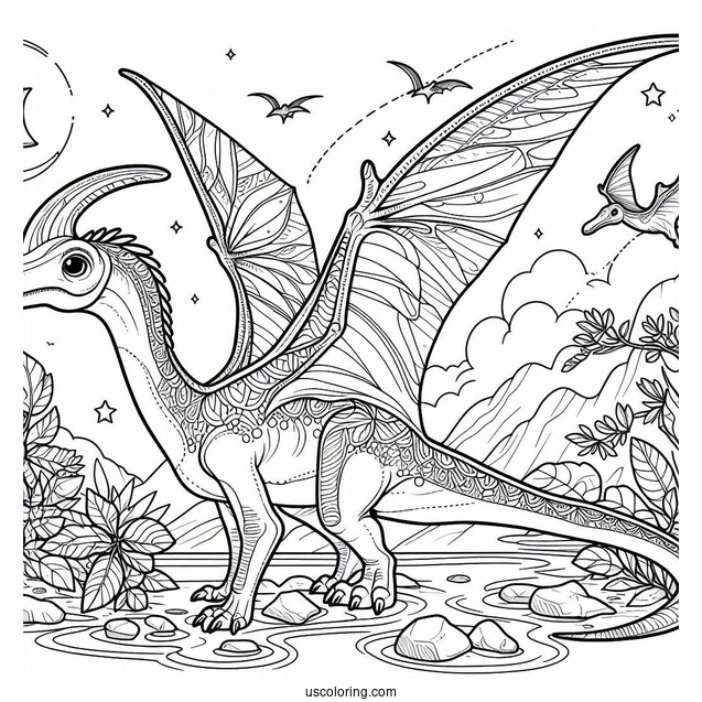 Pteranodon Dinosaur Coloring Page For Kids