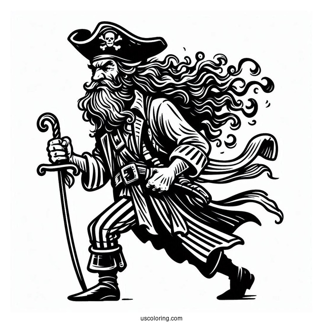 Davy Jones Pirate Coloring Page