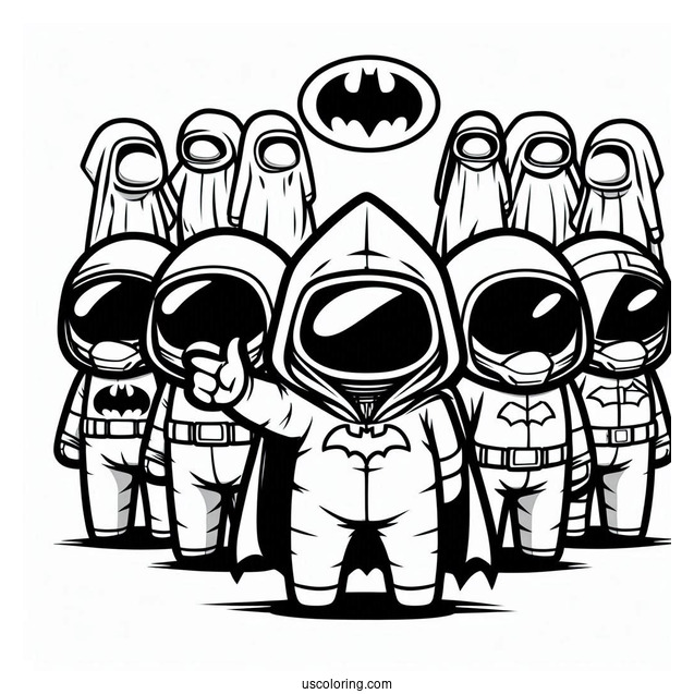 Among Us Batman With Bat Signal Coloring Sheet
