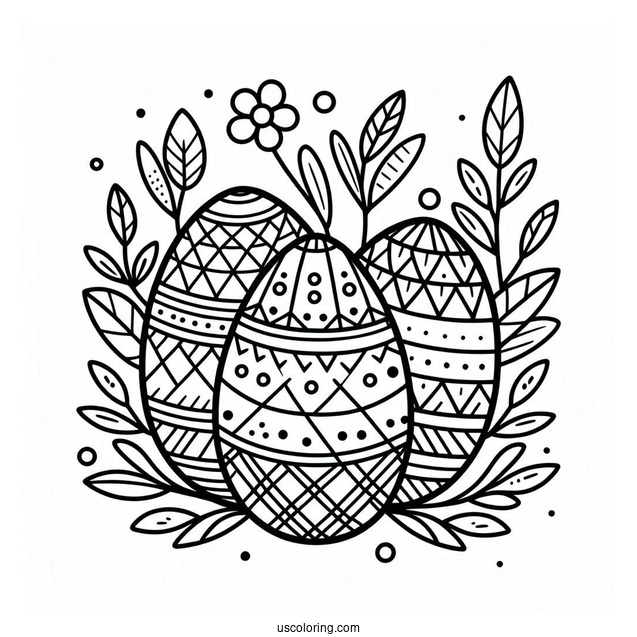 Geometric Easter Coloring Page Of Eggs