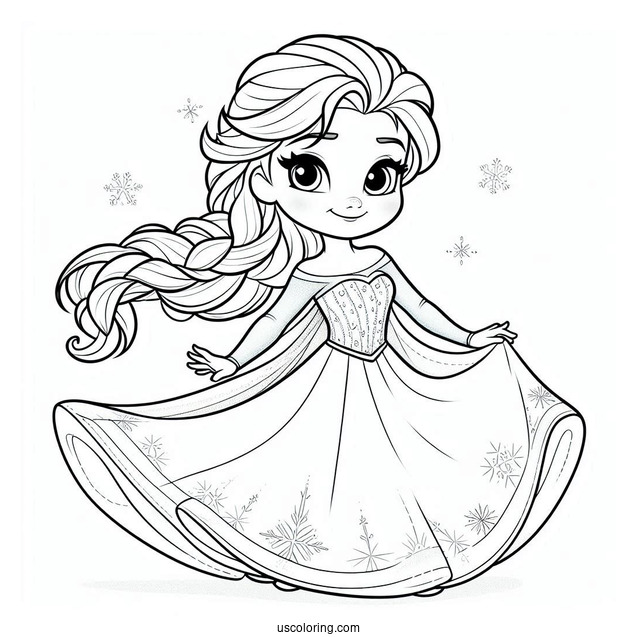 Cartoon Elsa Coloring Page For Preschoolers