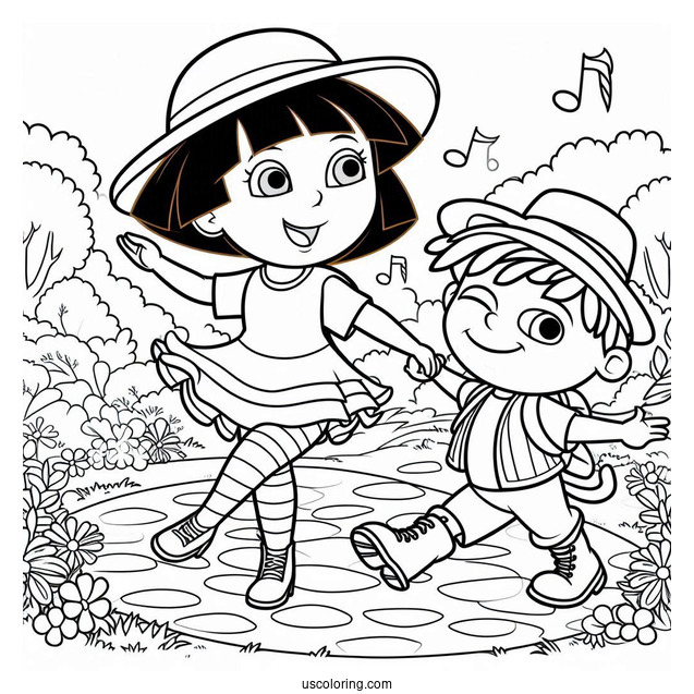 Dora And Boots Dancing On a Path