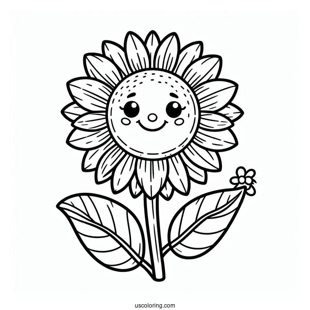 Flower Coloring Pages Of Smiling Sunflower For Preschoolers