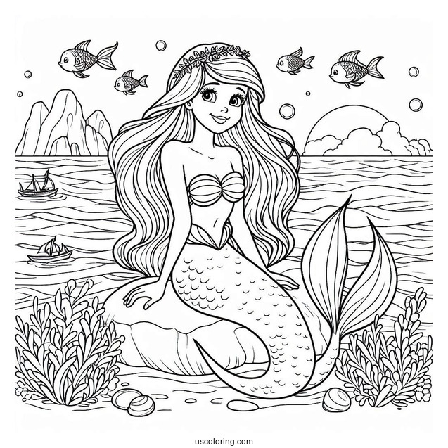 Detailed Little Mermaid Coloring Page