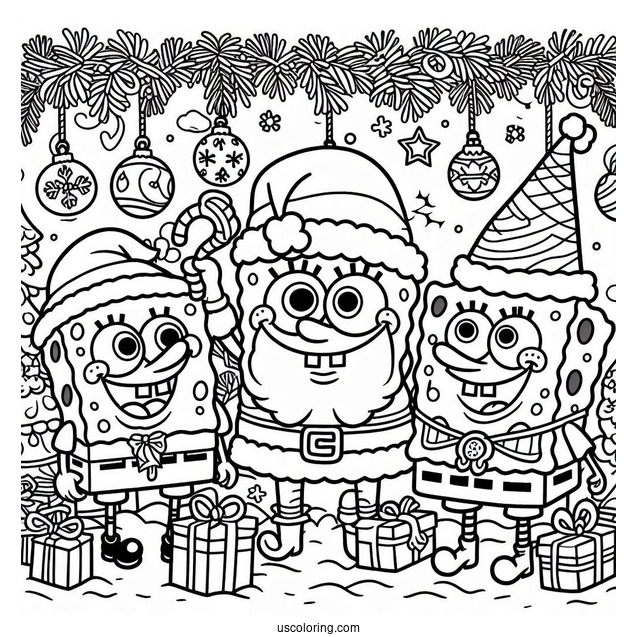SpongeBob And Patrik Dressed Up As Santa For Christmas