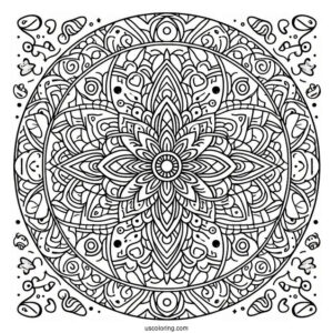 Pizza Mandala Coloring Page