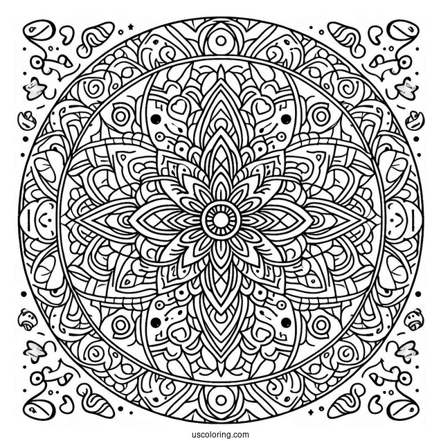 Pizza Mandala Coloring Page