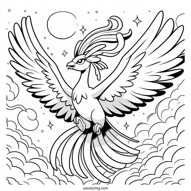 Ho-Oh Pokemon Soaring In The Sky