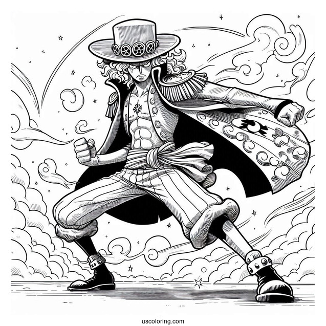 One Piece Coloring Page Of Old Sabo In Fighting Stance