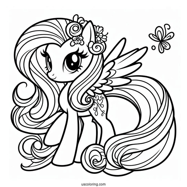 Simple Outline of Fluttershy to Color