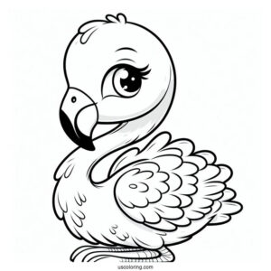 Adorable Baby Flamingo To Color