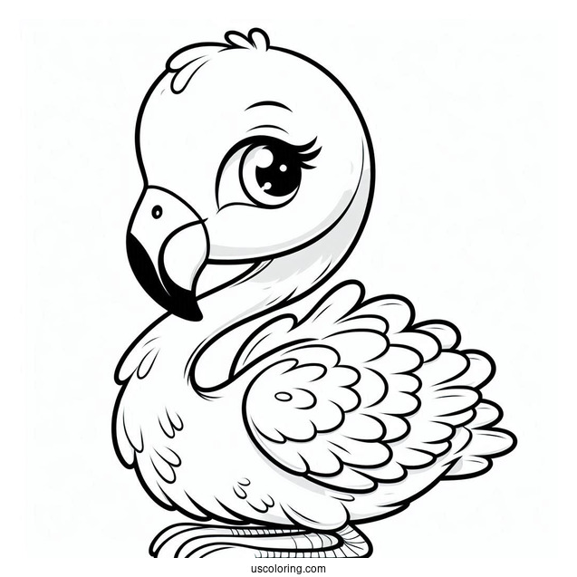 Adorable Baby Flamingo To Color