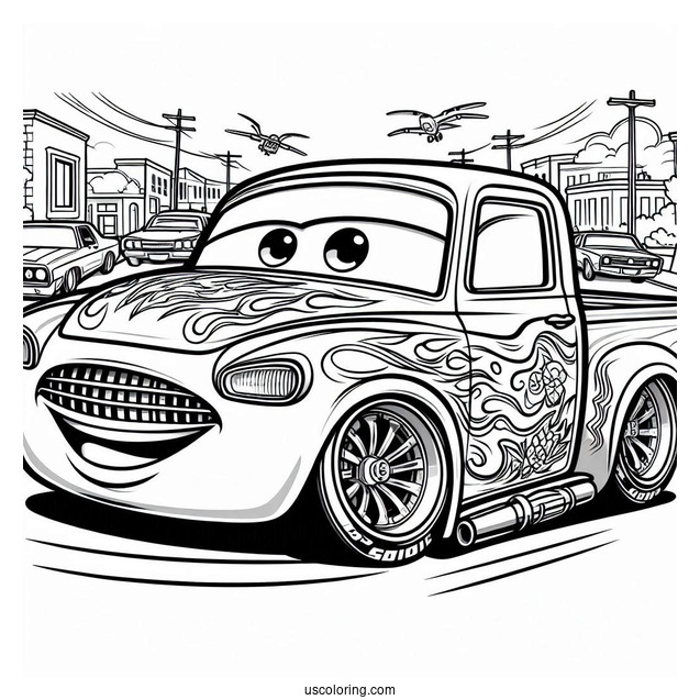 Lightning McQueen Lowrider Coloring Page For Kids