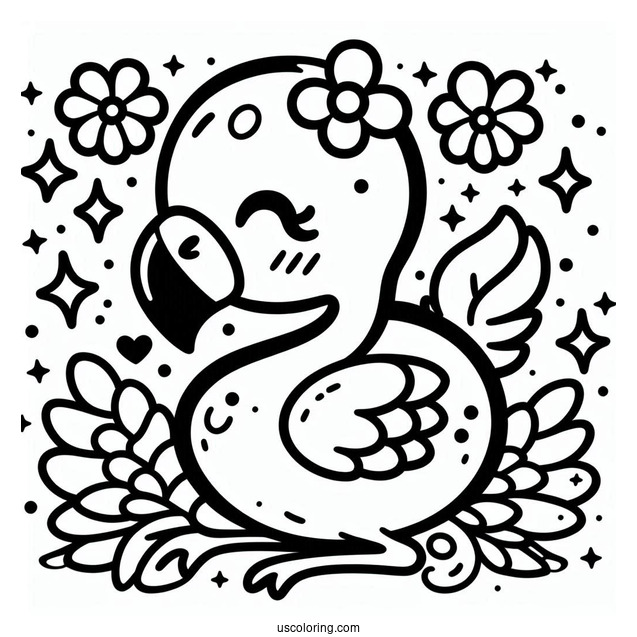 Kawaii Themed Flamingo