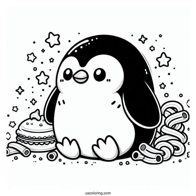 Macaroni Penguin Coloring Sheet Page