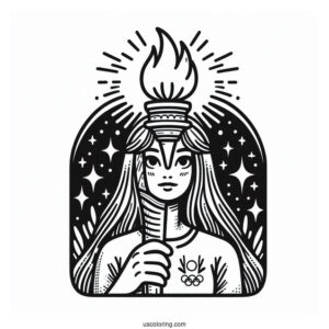 Olympics Coloring Page Torch For Kids