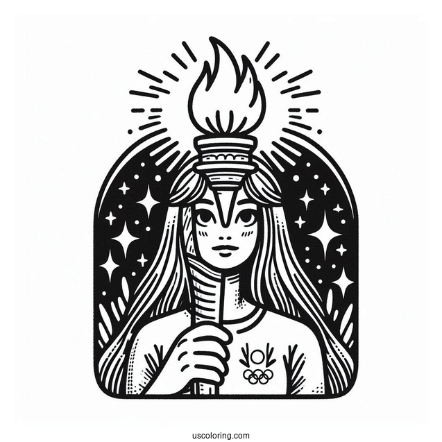 Olympics Coloring Page Torch For Kids